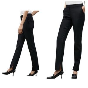 NWT Lafayette 148 New York Acclaimed Stretch Waldorf Ankle Pants Black US 16
